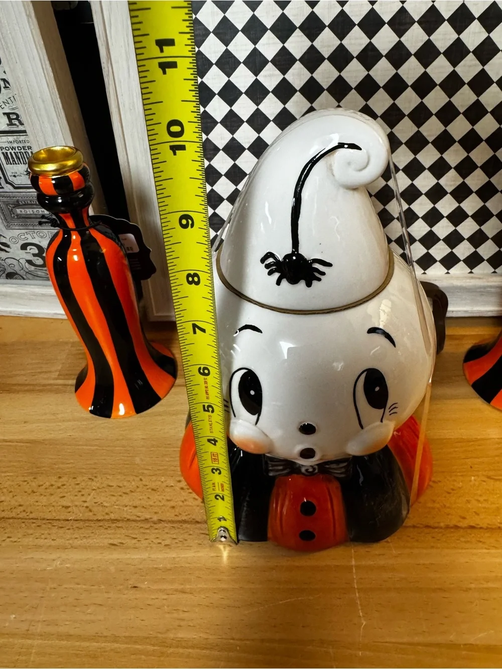 New Johanna Parker Retro Halloween Ceramic Ghost Cookie Jar Canister Large